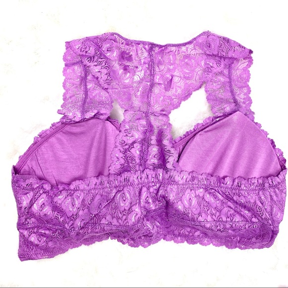 Plus Mauve Stretch Lace Hourglass Back Bralette - Picture 5 of 12